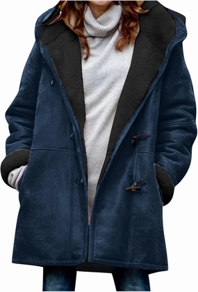 Winter Jackets for Women Sherpa Lined Suede Coat Thick Hooded Jacket Plus Size Parka Coat Warm Outerwear with Pockets
