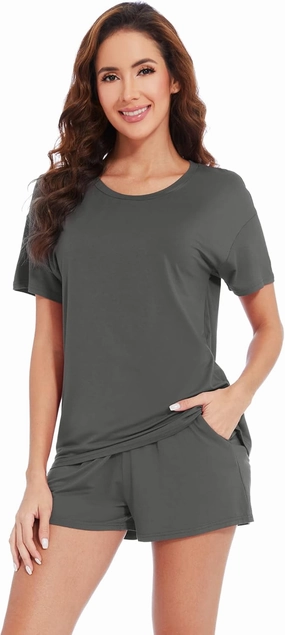 WiWi Pajamas for Women Soft Short Sleeve Sleepwear Cooling Pajama Set Shorts Pjs Loose Comfy Lounge Sets S-XXL