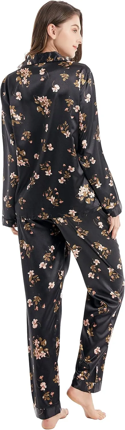 Women's Classic Satin Pajama Set Sleepwear Loungewear