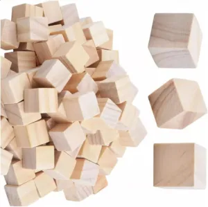 Wooden Cubes for Crafts 100pcs Fine Sanding Wooden Cubes for Kids and Adults