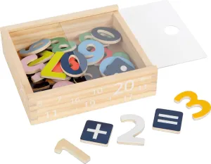 wooden toys, Colorful Wooden Magnetic Numbers in a Travel Box 40 Pieces for Learning Numbers and Early Math Educational Toy Designed for Ages 3 , Multi