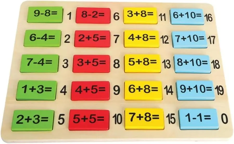 Wooden Toys Math Tiles for Learning Addition and Subtracting Number Fun Early Educational Toy Designed for Children 3 , Multi (10716)