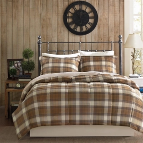 Woolrich Comforter Set, Cabin Lodge, Warm Cover for Colder Season, Modern Cottage-Inspired Down Alternative Ultra Soft Microfiber Bedding, Matching Sham, Plaid Brown Twin 2 Piece