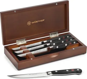 Wusthof Classic Steak Knife Set with Wood Case (4 Piece)