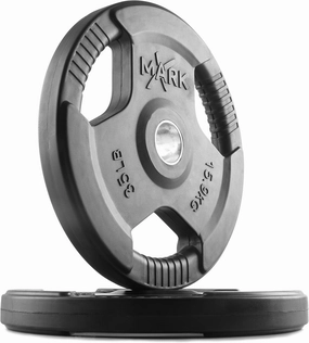 XMARK TRI-GRIP Pair or Set of Olympic Weight Plates, Rubber Coated Exercise Weights for Olympic Barbell, Strength Training Weight Set for Home Gym