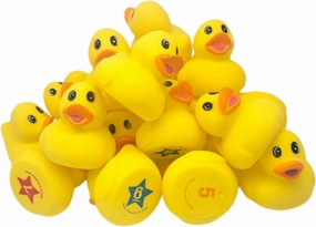 Yellow Rubber 2.5" Ducky Matching Game (20 Pack) 1 to 10 Numbers. Soft Rubber Duckies. (10 starred & 10 unstarred) Memory Game for Kids. Fun Educational Learning Toy Preshcoolers Develops Memory