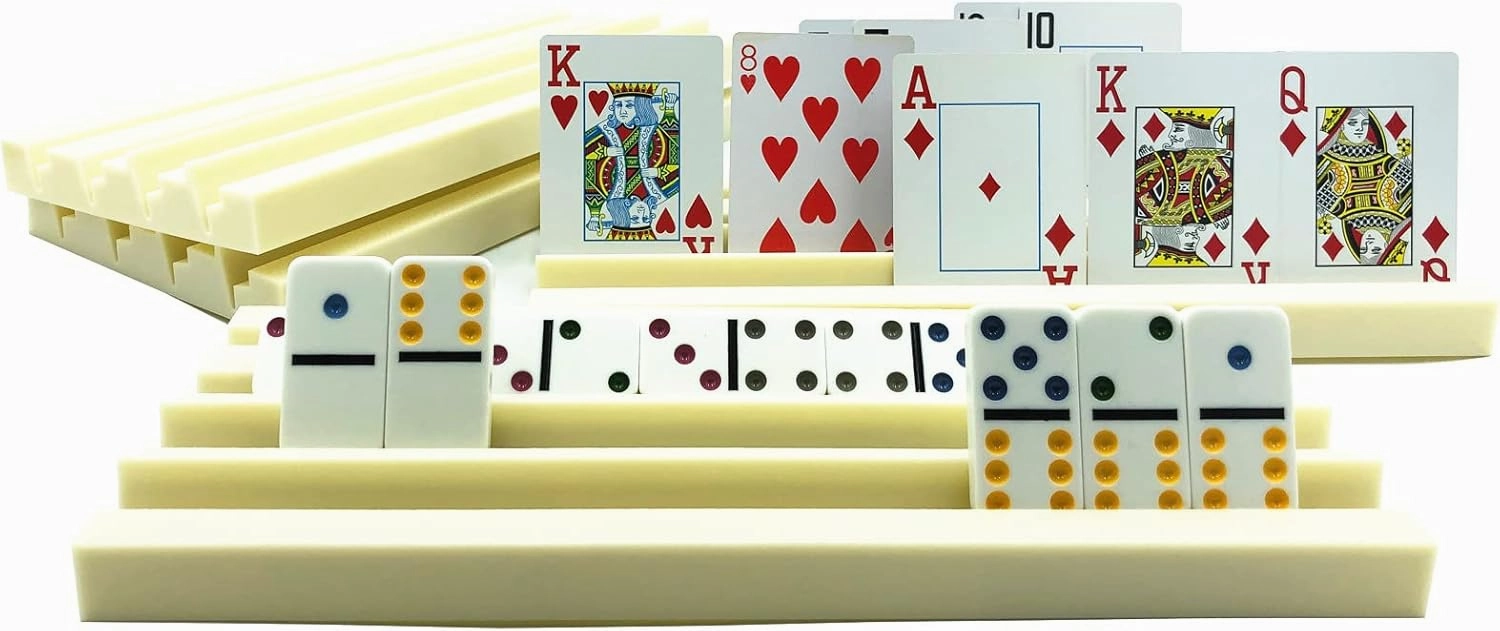 Yuanhe 4Pack Plastic Domino Holders - Domino Racks Trays Organizer for Classic Board Games Tiles Family Games Accessories