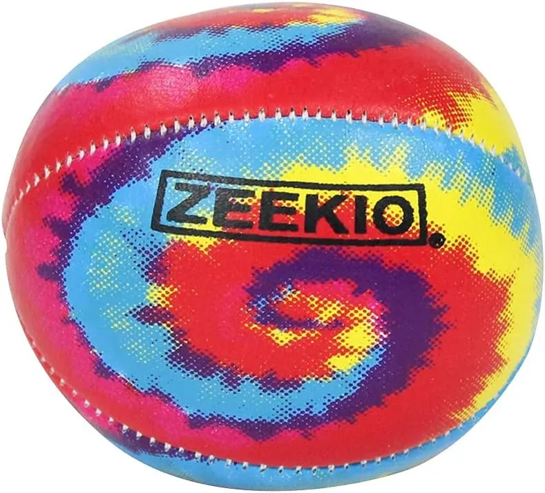 Zeekio - Tie Dye Festival Juggling Ball - Professional Grade - Suitable for All Levels & Ages - Synthetic Leather Ball Durable - 120 Grams - Pack of 3 - Red/Blue/Yellow Swirl