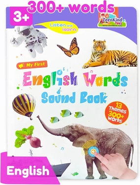 ZeenKind English Learning Talking Book for Kids 2 3 4 5 6 Years Old, 300  Words Interactive Audio Sound Books for Toddlers, Early Learning Educational Electronic Musical Toy