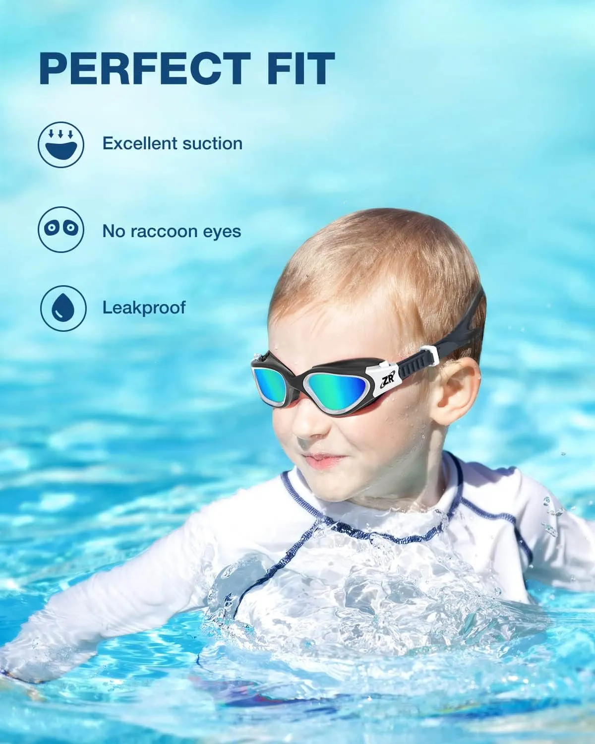 ZIONOR Kids Swim Goggles, G1 MINI UV Protection Anti-Fog Polarized Swimming Goggles for Age 6-14