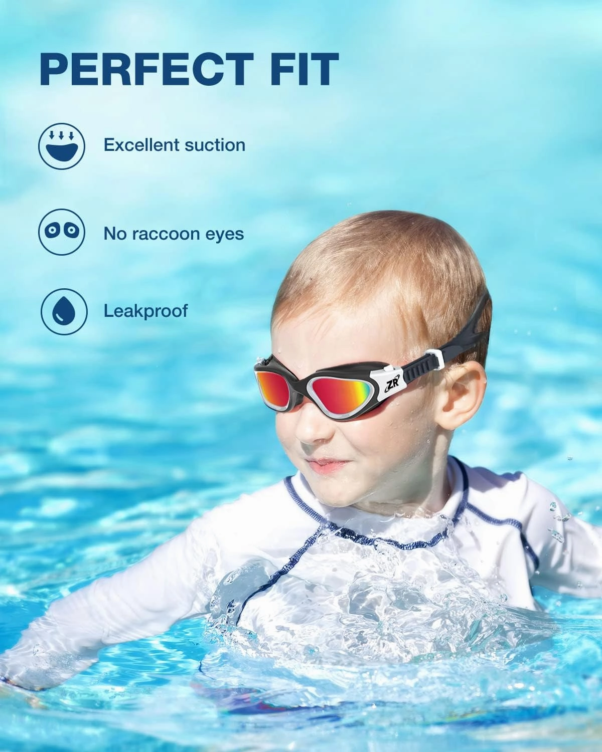 ZIONOR Kids Swim Goggles, G1 MINI UV Protection Anti-Fog Polarized Swimming Goggles for Age 6-14