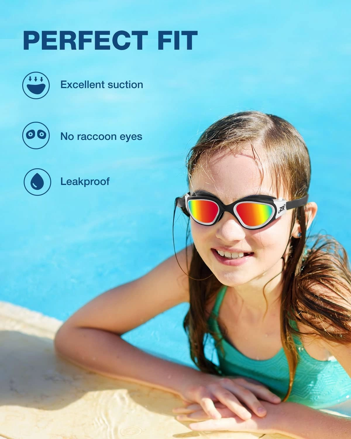 ZIONOR Kids Swim Goggles, G1 MINI UV Protection Anti-Fog Polarized Swimming Goggles for Age 6-14