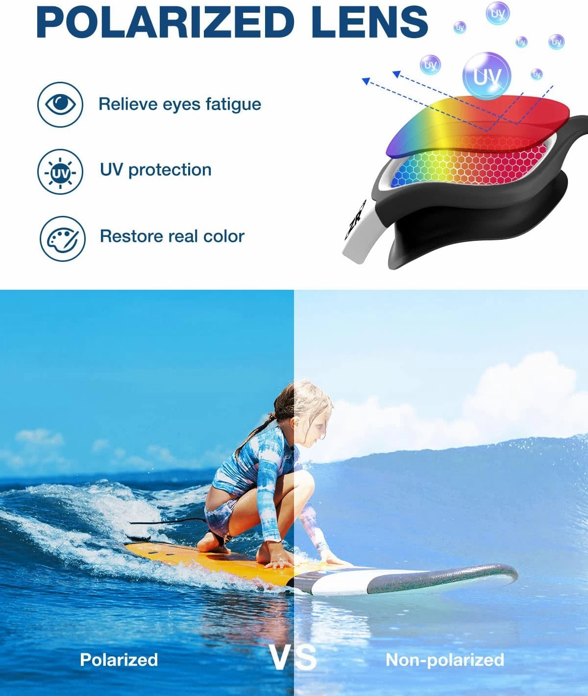 ZIONOR Kids Swim Goggles, G1 MINI UV Protection Anti-Fog Polarized Swimming Goggles for Age 6-14