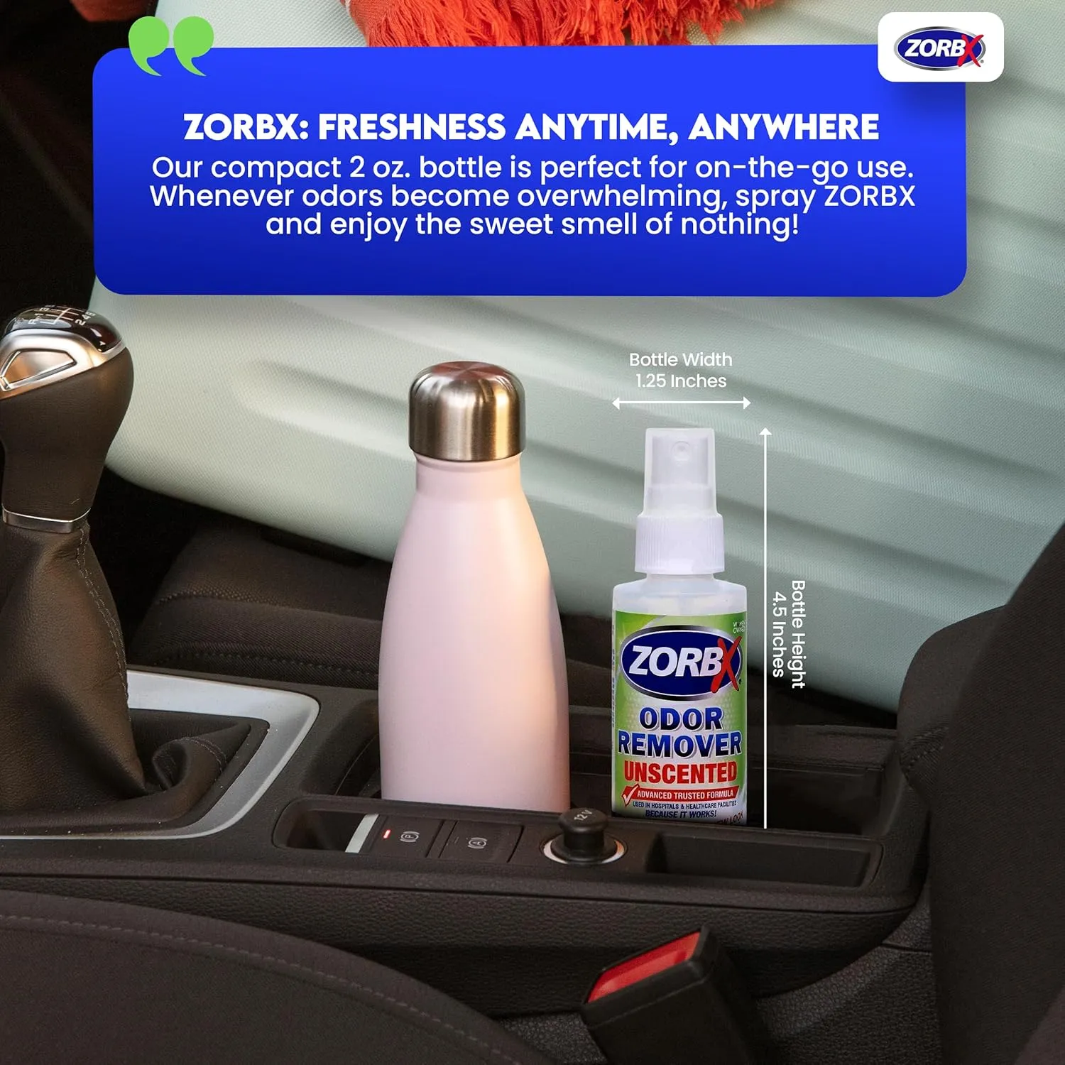 ZORBX Unscented Odor Eliminator for Strong Odor 2 Fl Oz Pack of 5 - Used in Hospitals & Healthcare Facilities - Advanced Formula, Fast-Acting Odor Remover Spray for Dog, Cat, House & Carpet